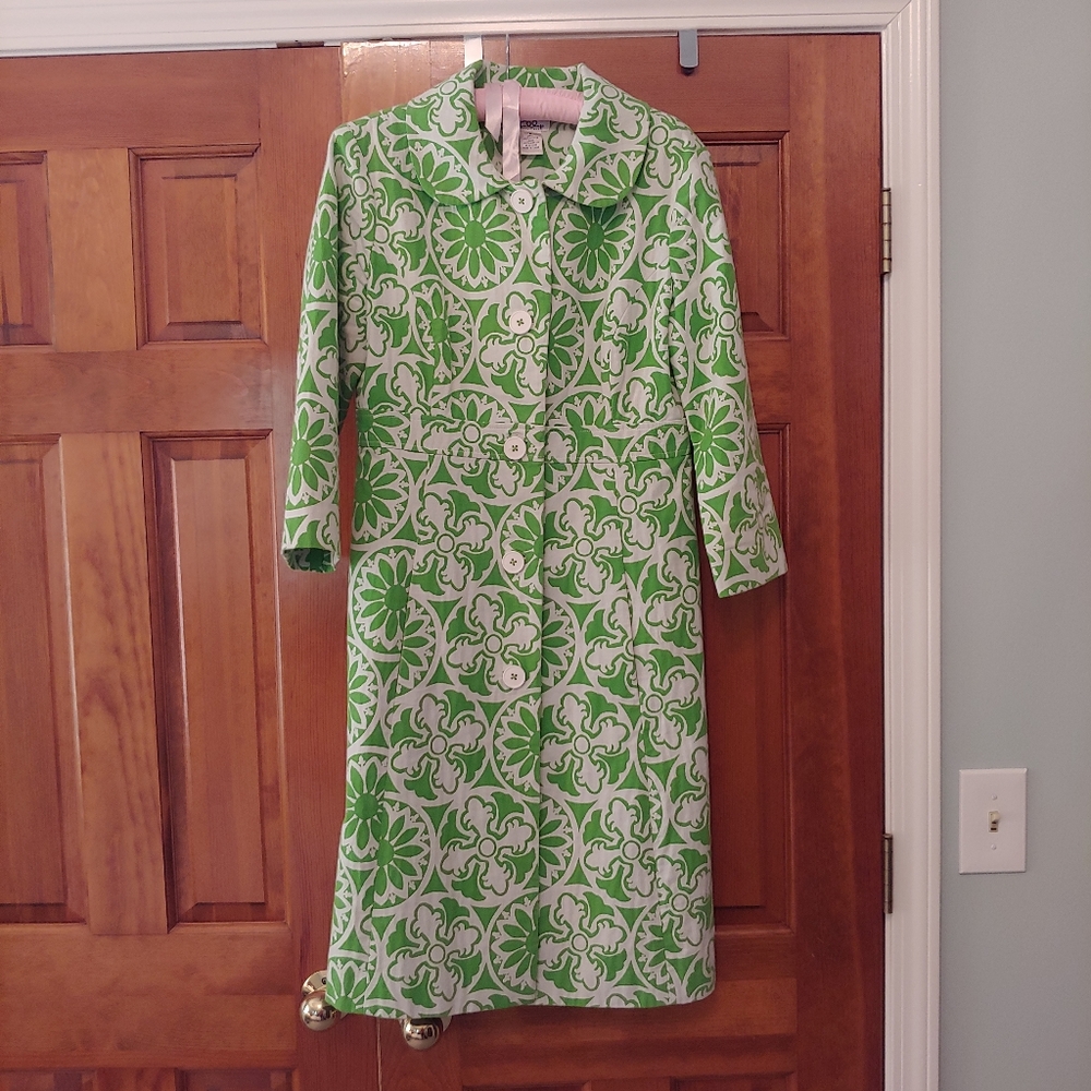 Lilly Pullitzer green trench coat